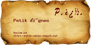 Petik Ágnes névjegykártya